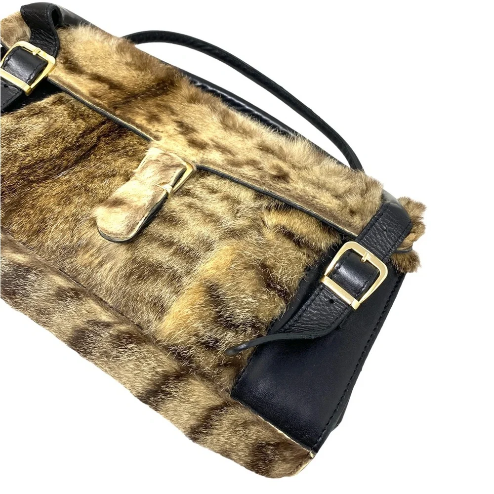 Fellini Real Fur Women’s Bag Purse Brown ALSU00162